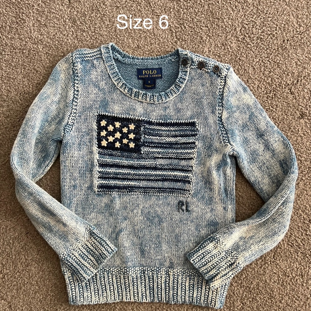 POLO Distressed Jean Flag Sweater